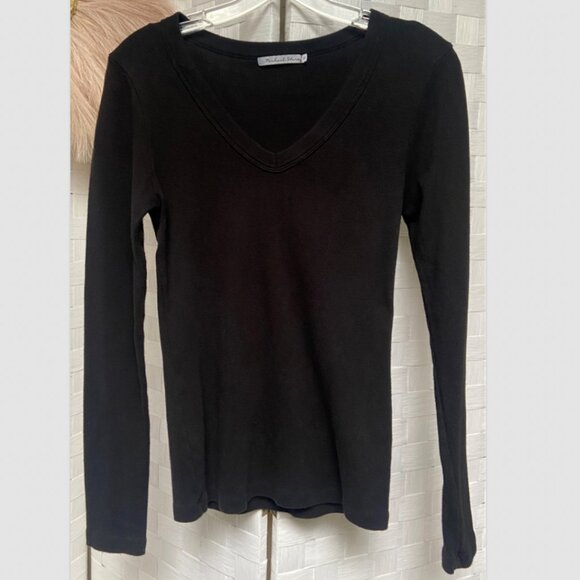Michael Stars 100% Cotton Black V Neck Stretchy Size OS - Picture 1 of 4